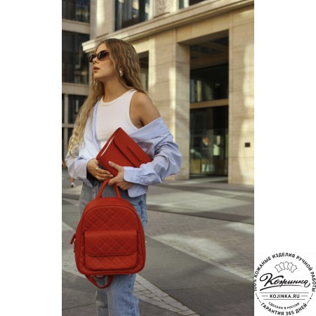 Женский кожаный рюкзак "Гермиона" (красный)